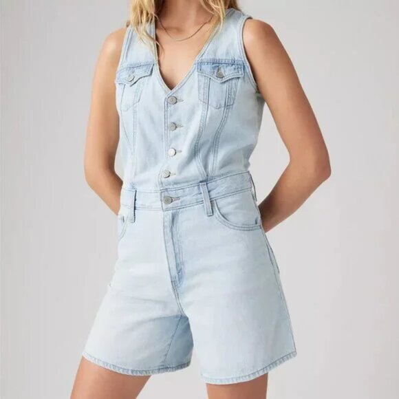 Levi's Vest Romper Rom Com - Blue - Picture 1 of 6